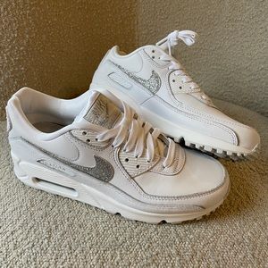 Nike AirMax 90 SE, Color: White/Photon Dust/Metallic Silver, Size: 7; Bridal